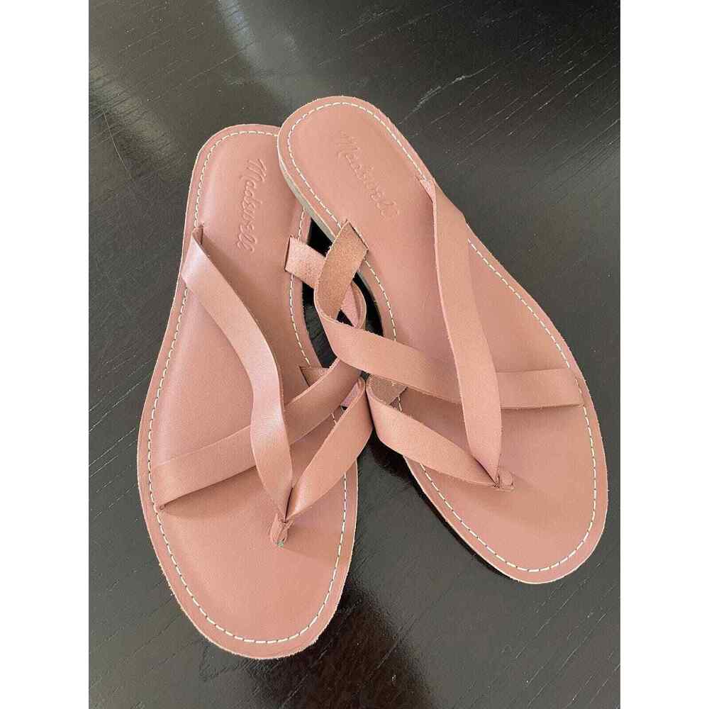 Madewell Mauve Pink Strappy Leather Flip Sandals
